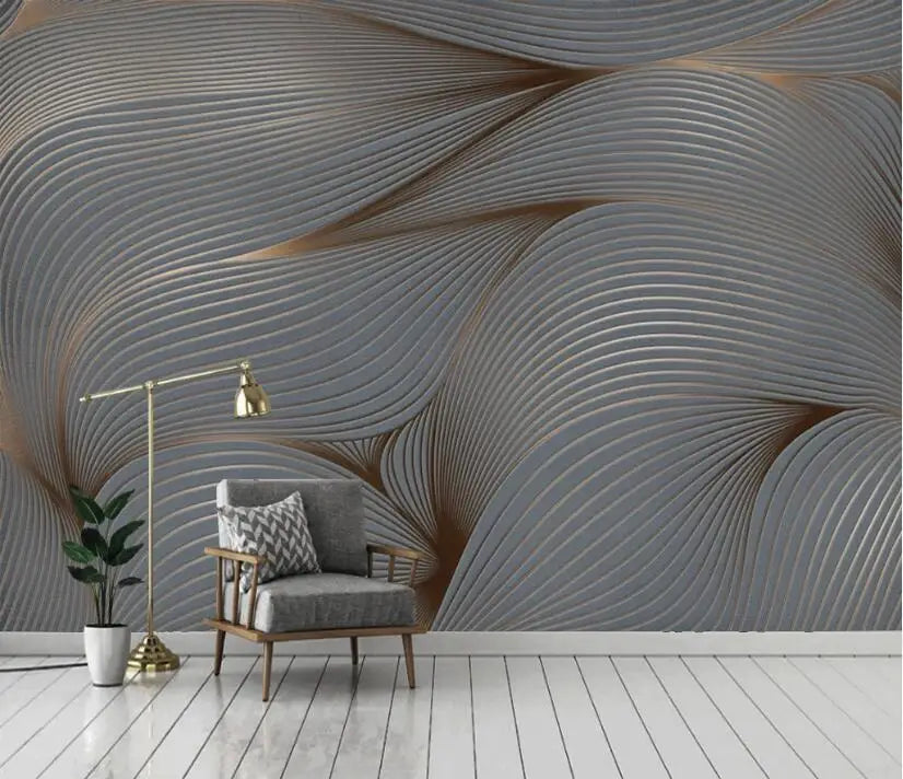 Benutzerdefinierte papel de parede 3d tapete Europäischen minimalistischen schlafzimmer wohnzimmer TV hintergrund streifen abstrakte wandbild 3D wand Aufkleber