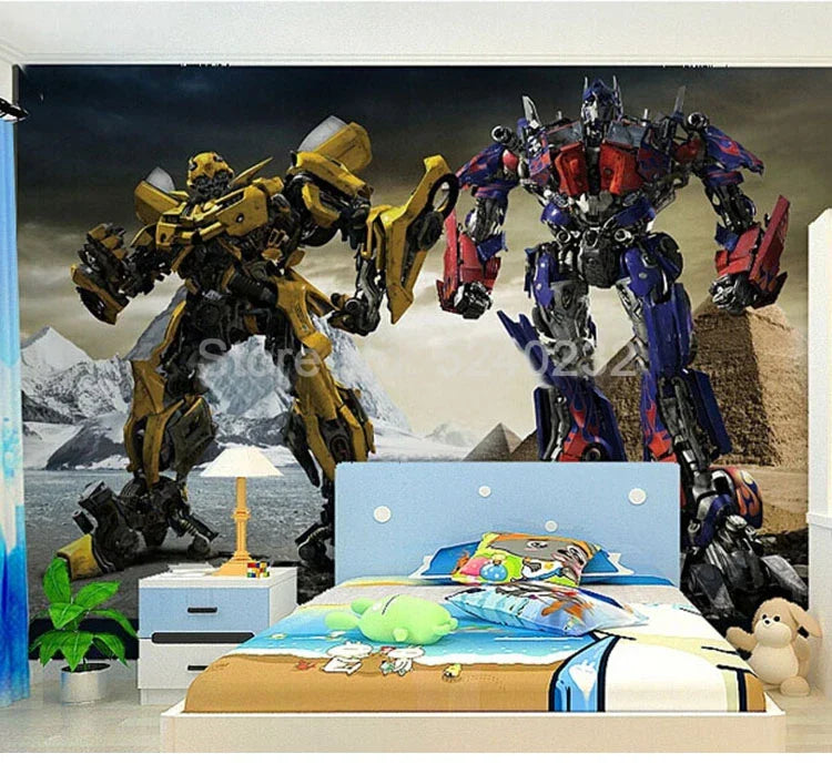 Benutzerdefinierte Fototapete 3D Cartoon Roboter Kinderzimmer Jungen Schlafzimmer Wanddekor Malerei Vlies Geprägte Papel De Parede Kunst