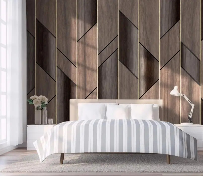 Benutzerdefinierte papel de parede 3d tapete Europäischen minimalistischen schlafzimmer wohnzimmer TV hintergrund streifen abstrakte wandbild 3D wand Aufkleber