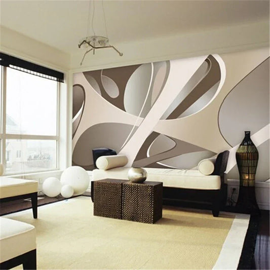 European minimalist 3D wallpaper in living room for amazing wall decoration.