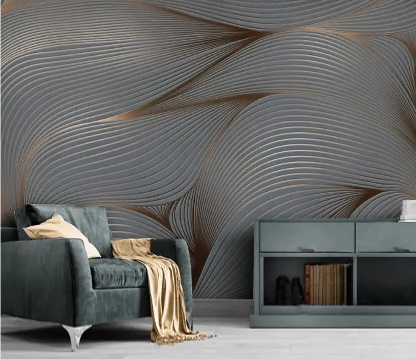 Benutzerdefinierte papel de parede 3d tapete Europäischen minimalistischen schlafzimmer wohnzimmer TV hintergrund streifen abstrakte wandbild 3D wand Aufkleber