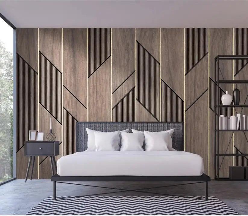 Benutzerdefinierte papel de parede 3d tapete Europäischen minimalistischen schlafzimmer wohnzimmer TV hintergrund streifen abstrakte wandbild 3D wand Aufkleber