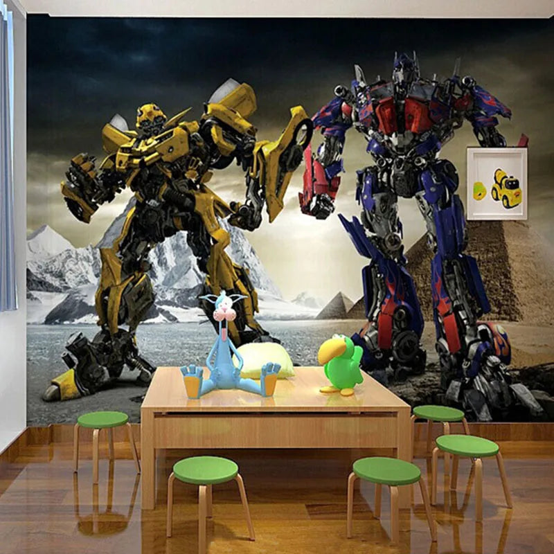 Custom Photo Mural Wallpaper 3D Cartoon Robot Kids Room Boys Bedroom Wall Decor