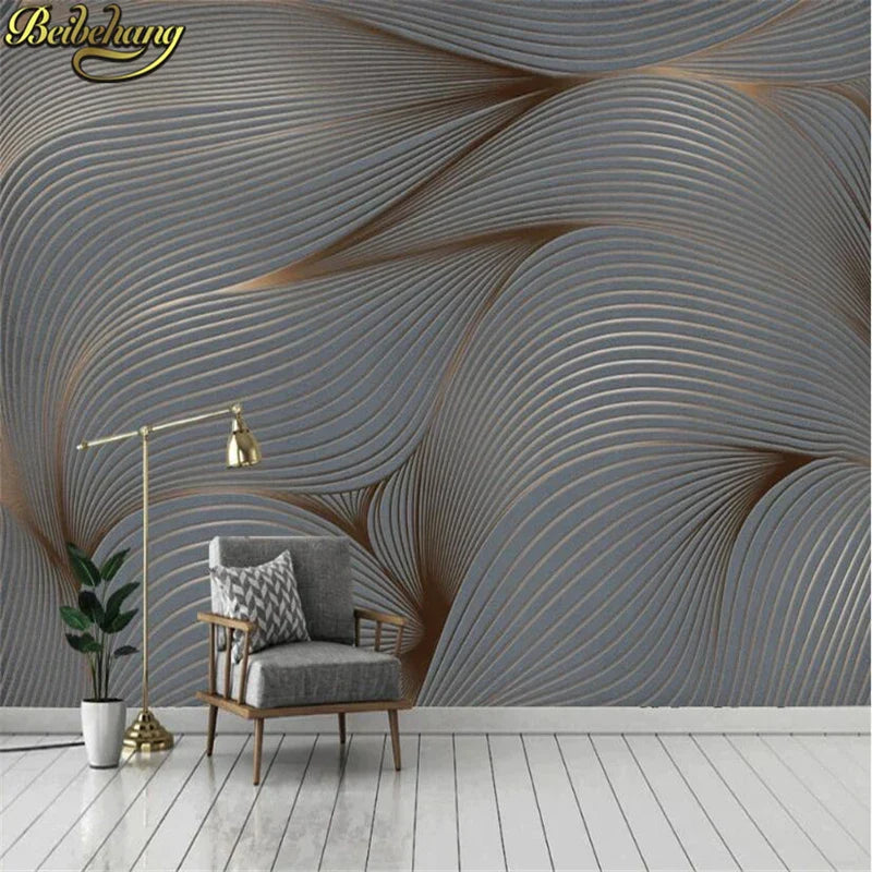 Benutzerdefinierte papel de parede 3d tapete Europäischen minimalistischen schlafzimmer wohnzimmer TV hintergrund streifen abstrakte wandbild 3D wand Aufkleber