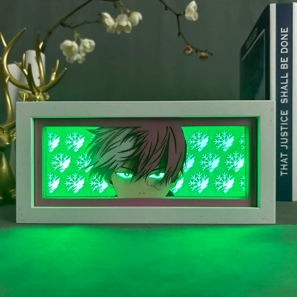 My Hero Academia Shoto Todoroki Eye Face Lampada a LED per la decorazione della sala giochi Manga 3D Papercut Anime Mood Light Regali di compleanno