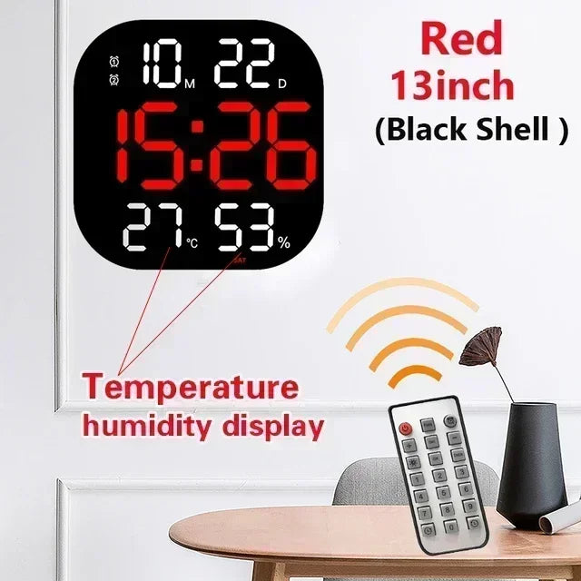 LED Digital Wall Clock Large Screen Temperature Date Day Display