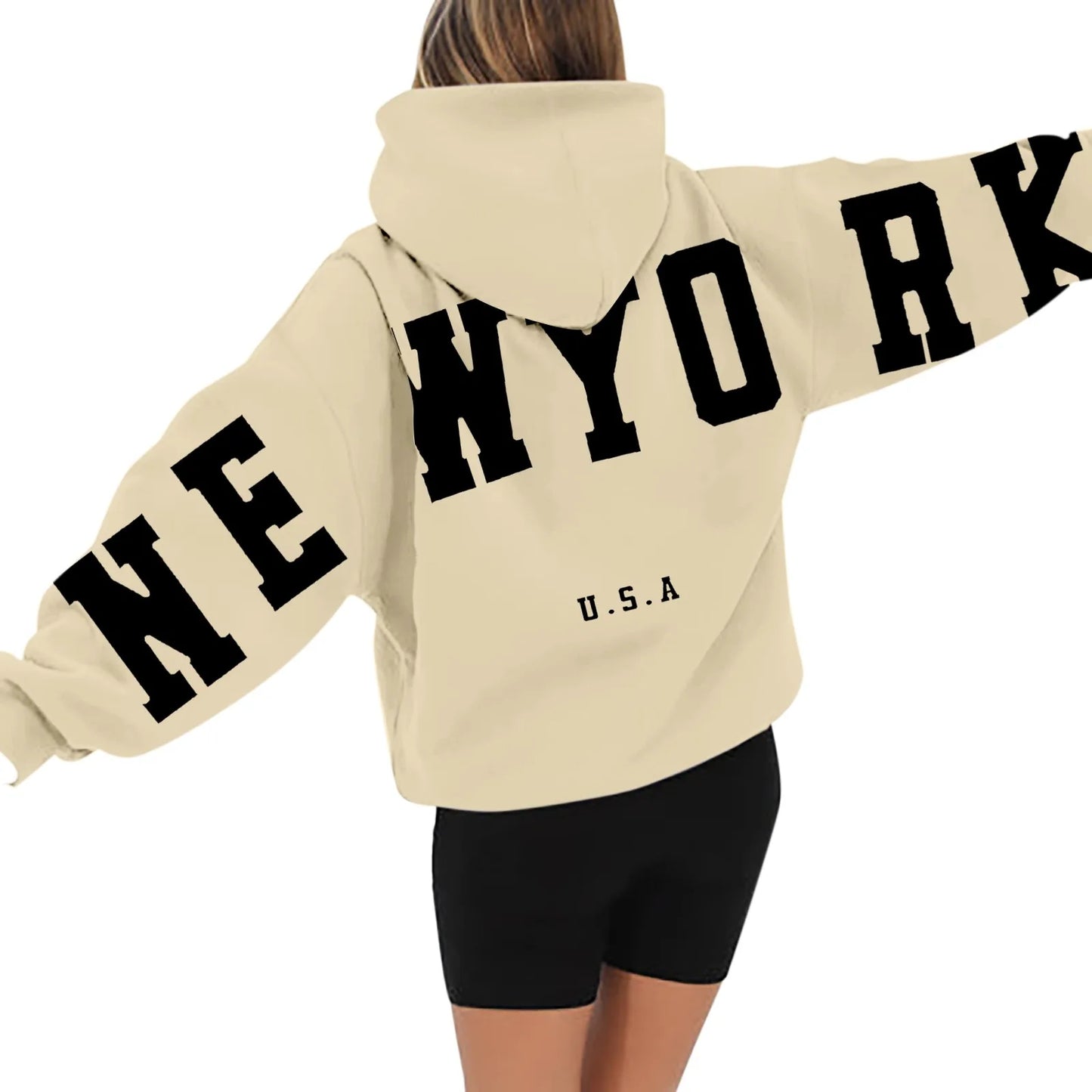 Zipper less Back New York U.S.A. Printed Hoodie