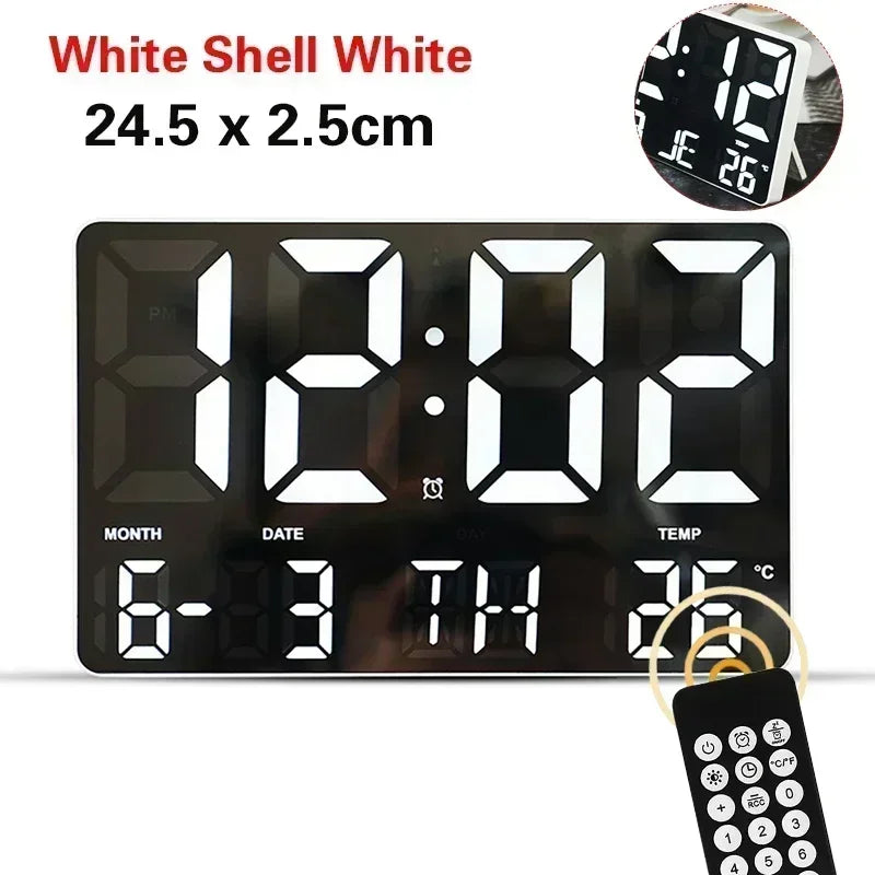 LED Digital Wall Clock Large Screen Temperature Date Day Display