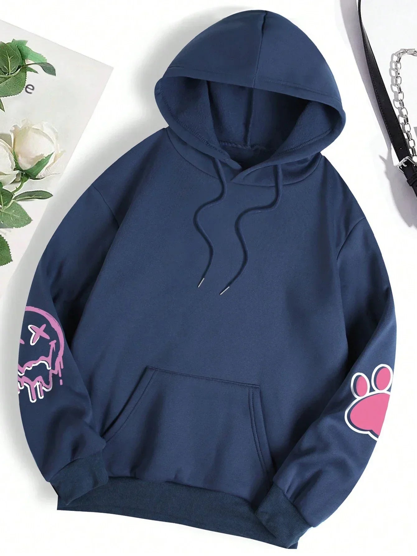 Casual Women Hoodies Good Cartoons Pink Rabbit Cute Printing Pullovers 