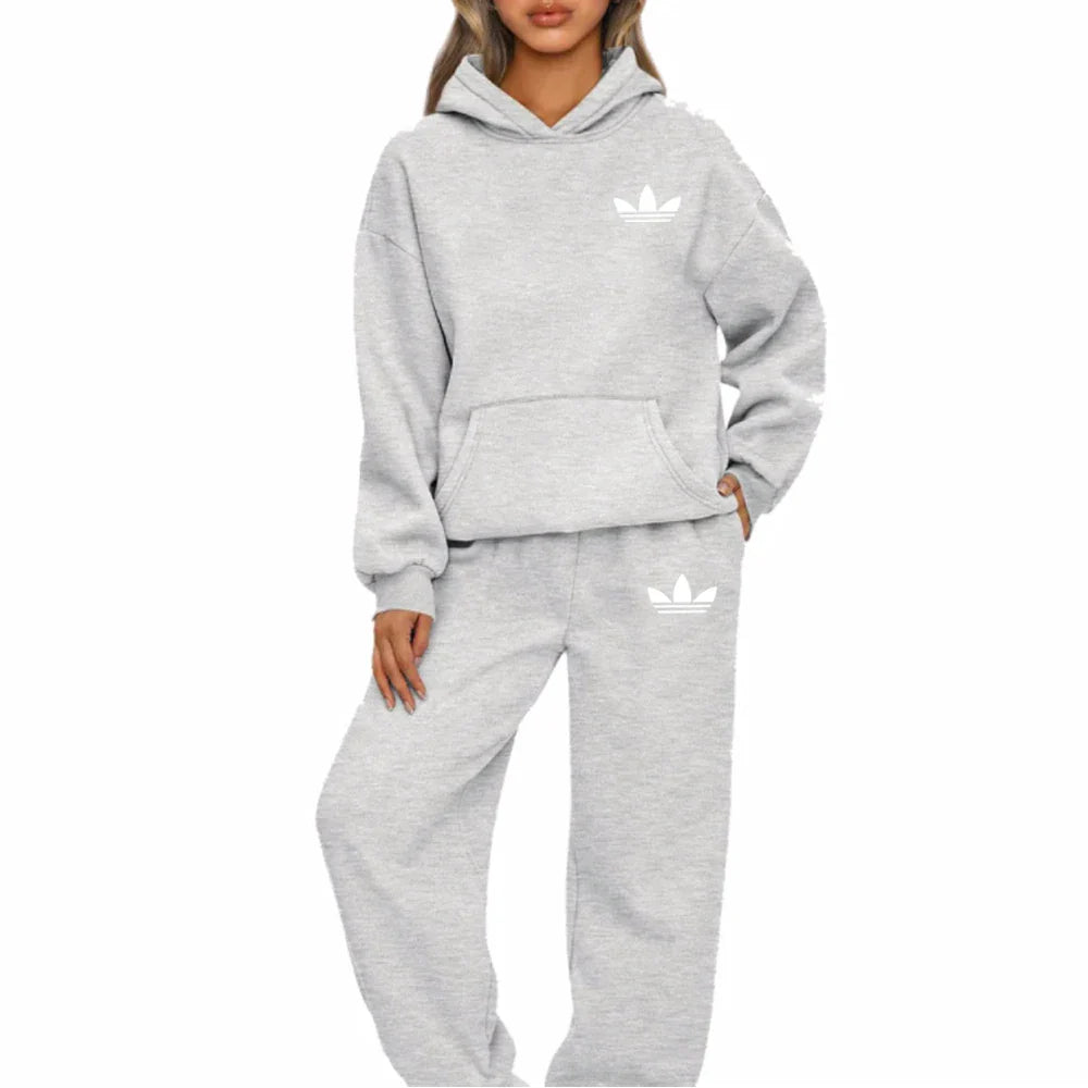 women's 2-piece print sports suit sportswear jogging suit women's hooded sportswear suit clothes hoodie+sweatpants