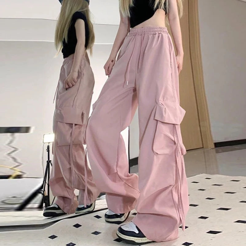 Y2K Cargo Pants Women Streetwear Oversized Wide Leg Sweatpants Harajuk