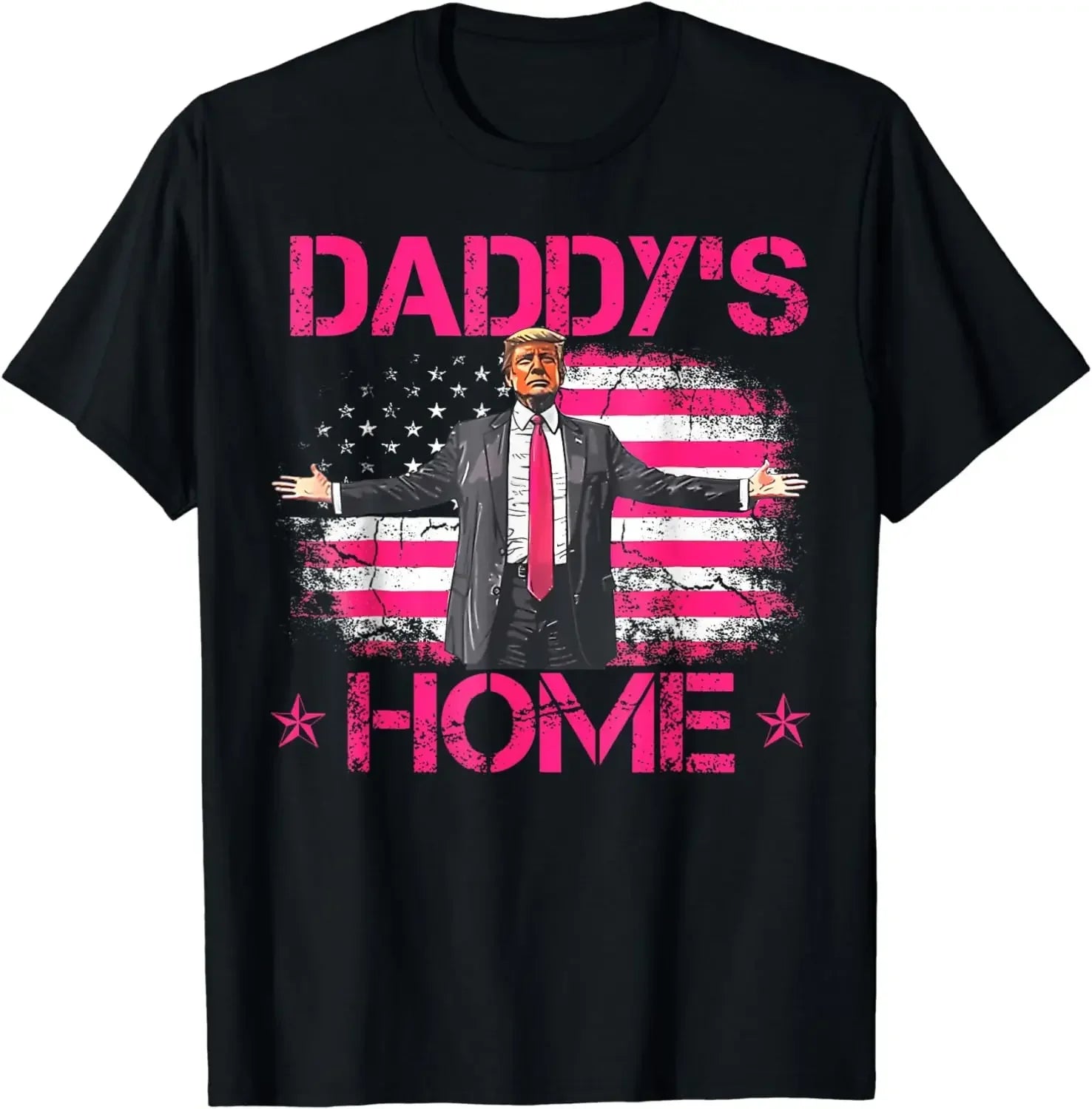 Funny 'Daddy's Home Trump 2024 Take America Back' Pink Unisex T-Shirt