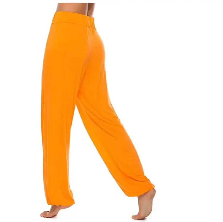 Women Clothing Yoga High Elastic Waisted Slit Wide Leg Haren Pants Gym