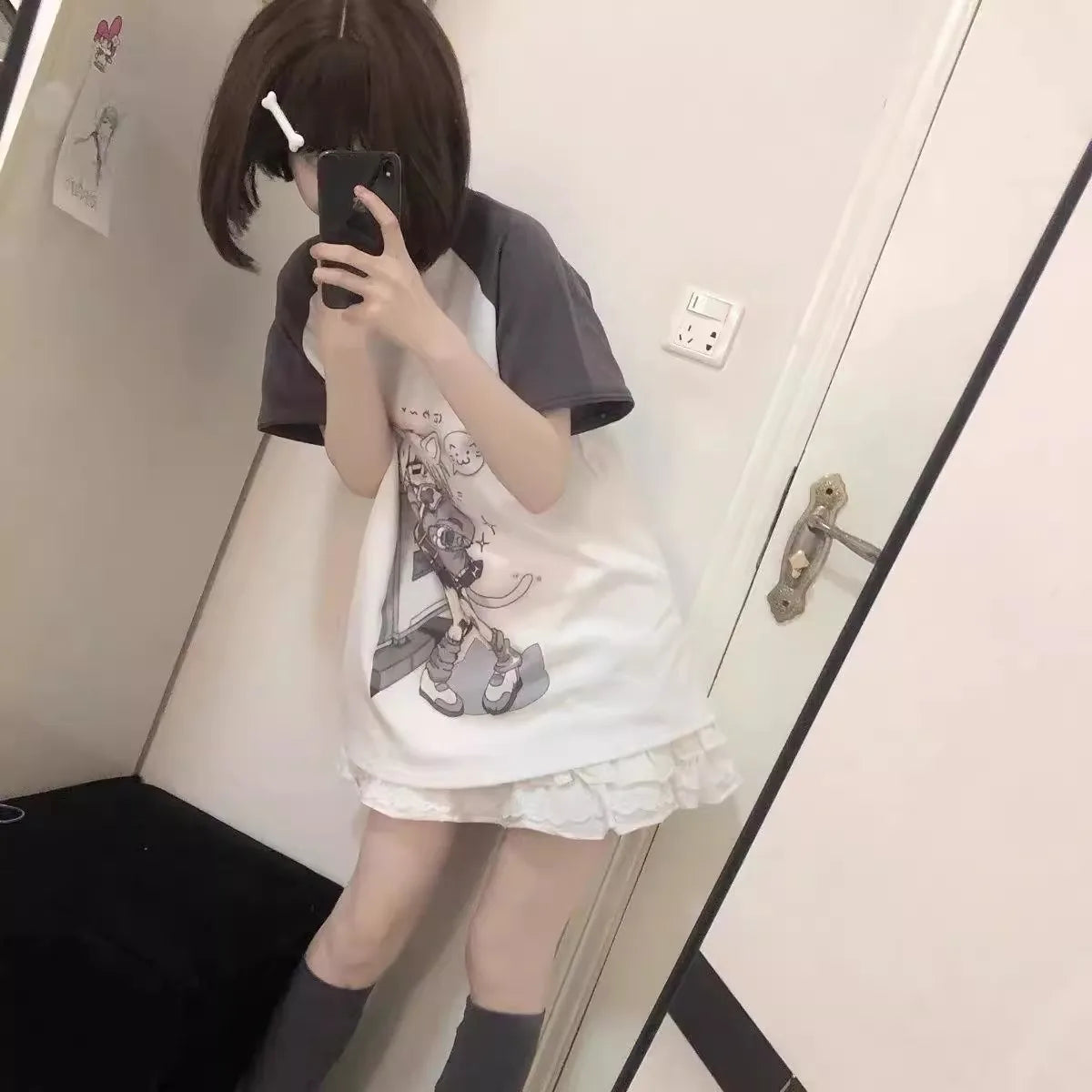 Japanese Woman Clothing With Removable Sleeve T-shirts