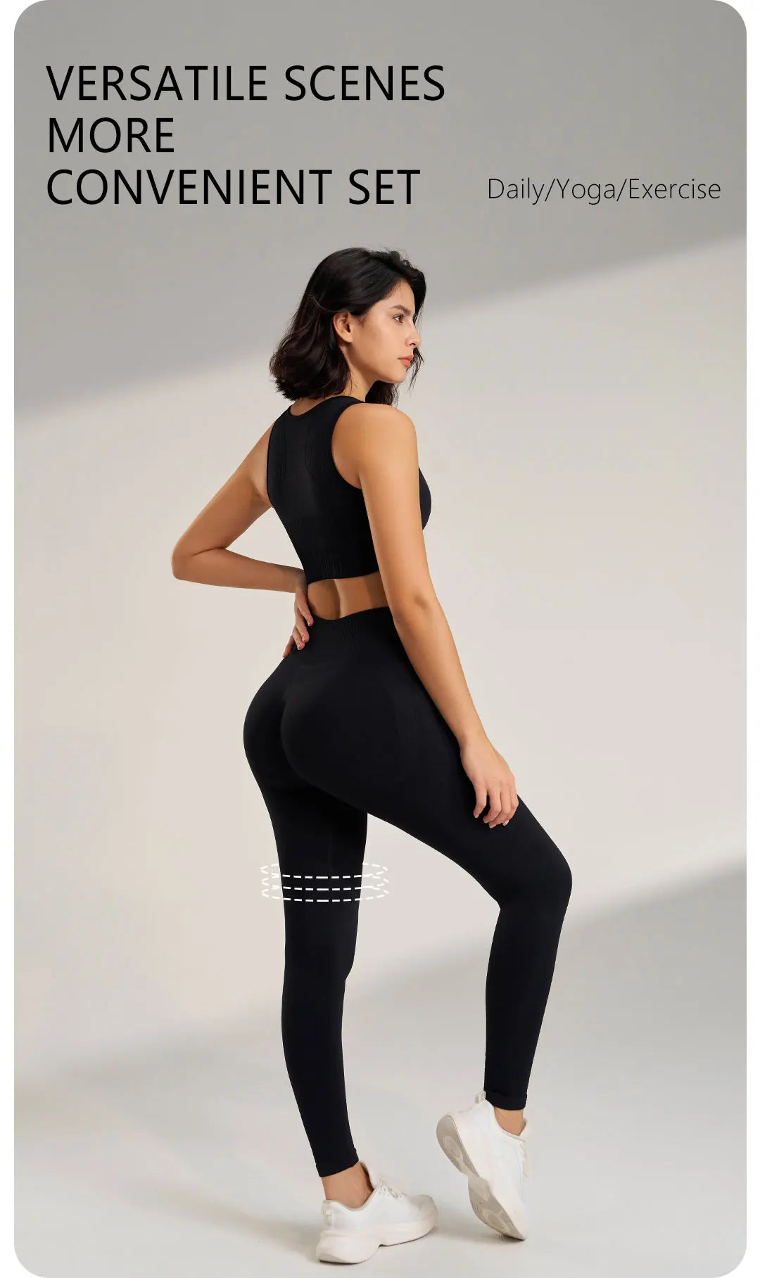 Set di abbigliamento yoga da donna, leggings a vita alta e top, due pezzi, abbigliamento fitness senza cuciture, biancheria intima per allenamento fitness