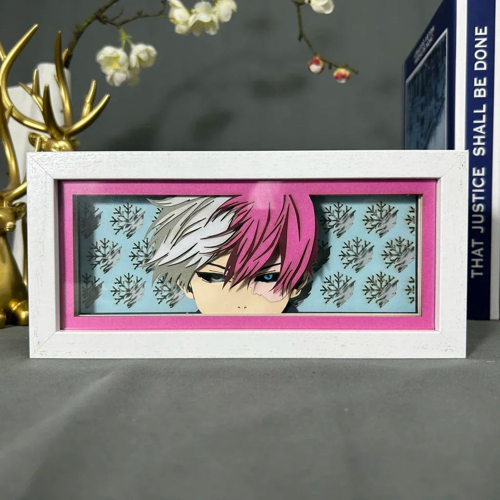 My Hero Academia Shoto Todoroki Eye Face Lampada a LED per la decorazione della sala giochi Manga 3D Papercut Anime Mood Light Regali di compleanno