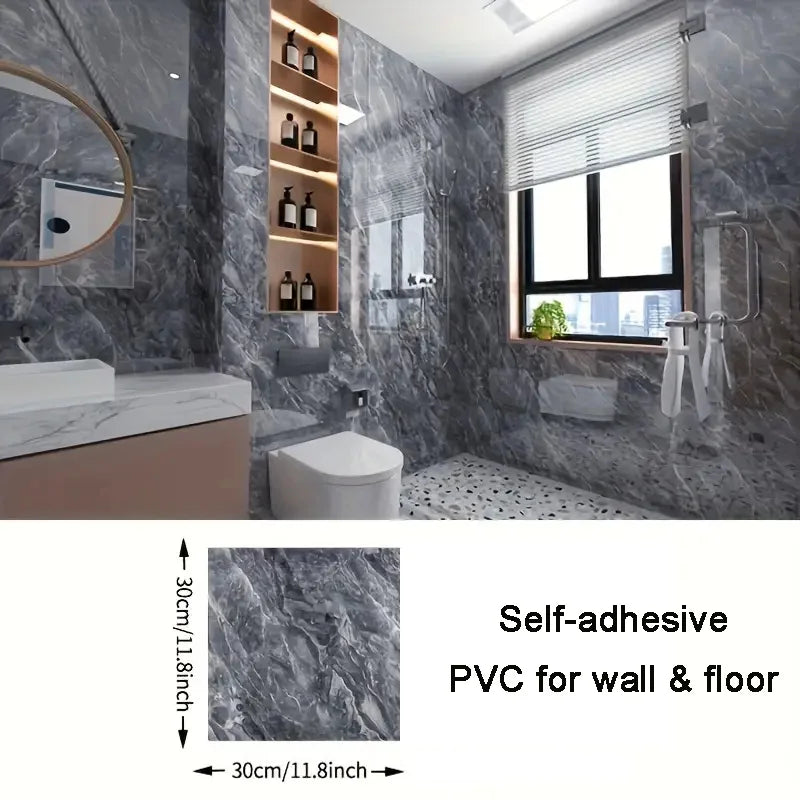 10pcs PVC Imitation Marble Floor Stickers Self-adhesive Wall Stickers Waterproof Bathroom Living room Moden Decoration Decals