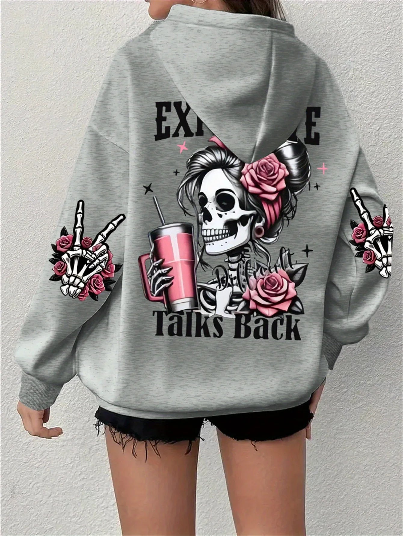 Expense Talks Back Lustiger Aufdruck Damen Hoody Harajuku Lockere Kleidung Fleece Warm Bequem Hoodie Vintage Herbst Crewneck Top