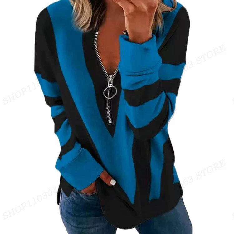 Geometric Star Hoodies Women Fashion Zipper Hoodies