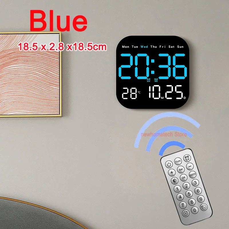 LED Digital Wall Clock Large Screen Temperature Date Day Display