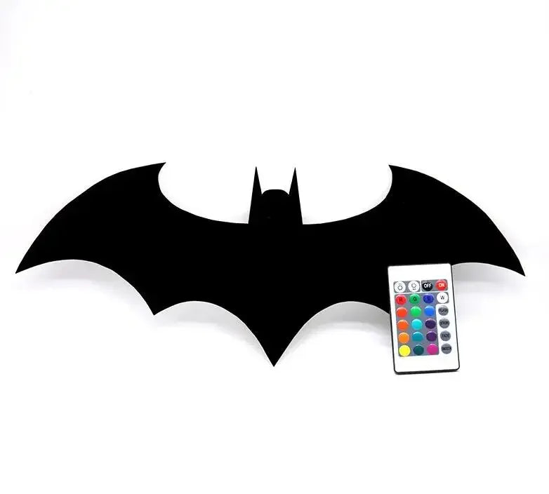 Batmanes Night Light Cool Remote Control Multi Color 3D Creative Bat Atmosphere Home Decoration Bedroom Wall Hanging Lamp