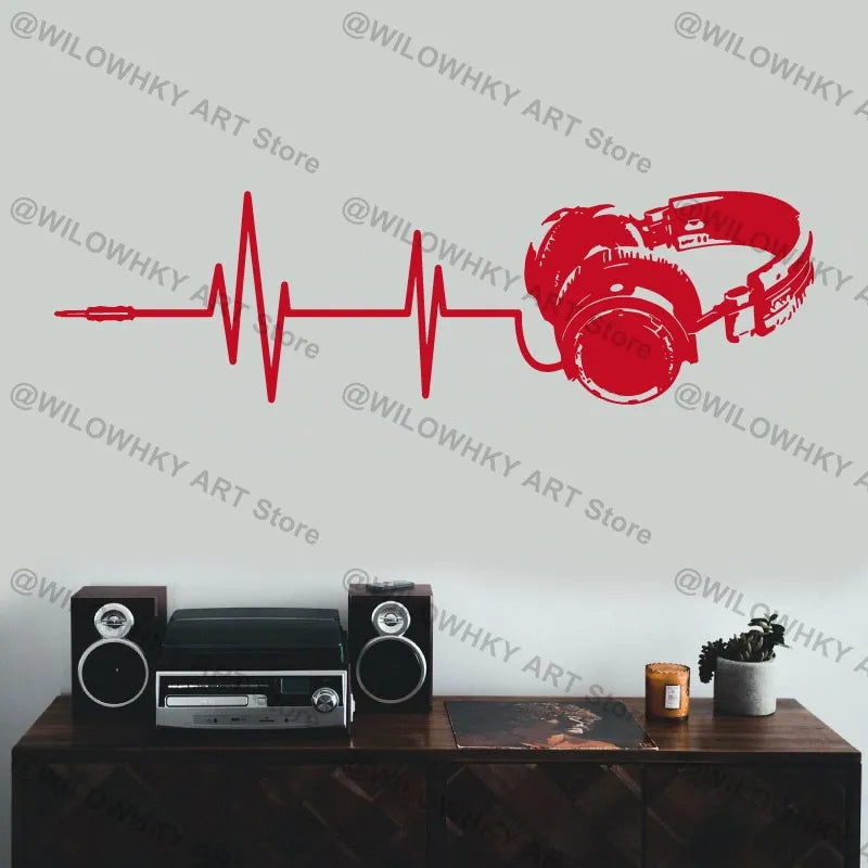 Headphone Wall Stickers Game Music Headphone Game Music Lovers