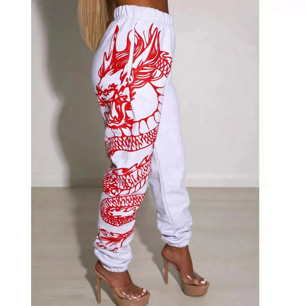 Hot selling women's clothing in Europe and America, new print, fashionable elastic waist, sports and casual Harlan pants for wom