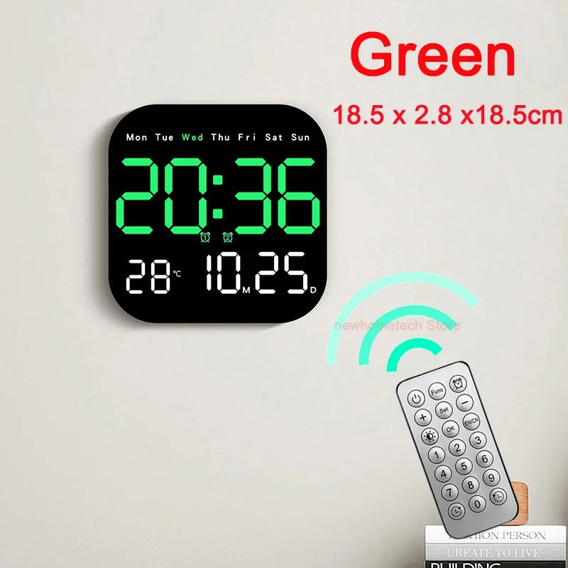 LED Digital Wall Clock Large Screen Temperature Date Day Display