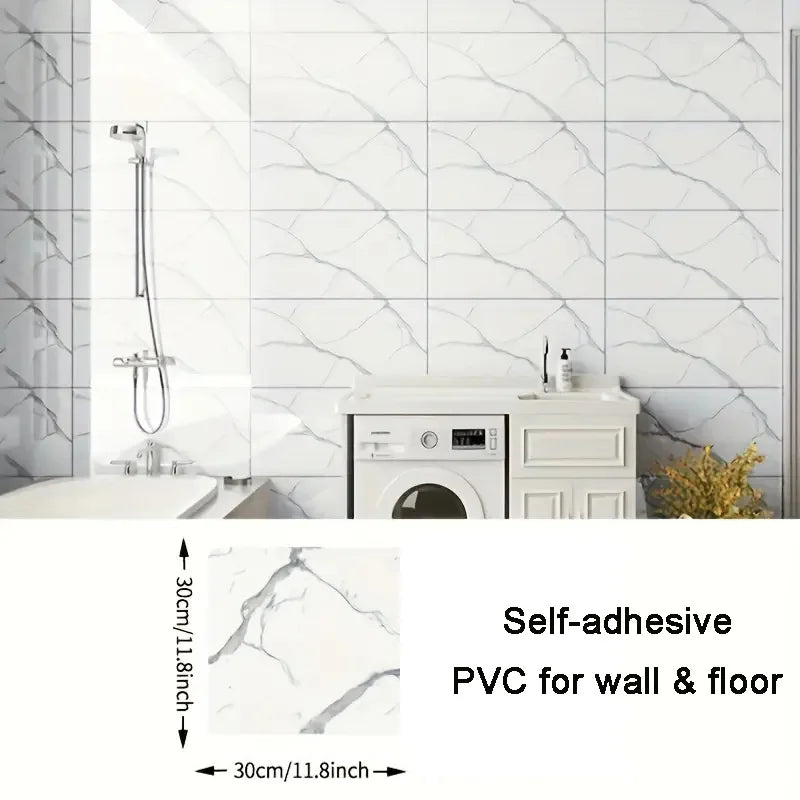 10pcs PVC Imitation Marble Floor Stickers Self-adhesive Wall Stickers Waterproof Bathroom Living room Moden Decoration Decals