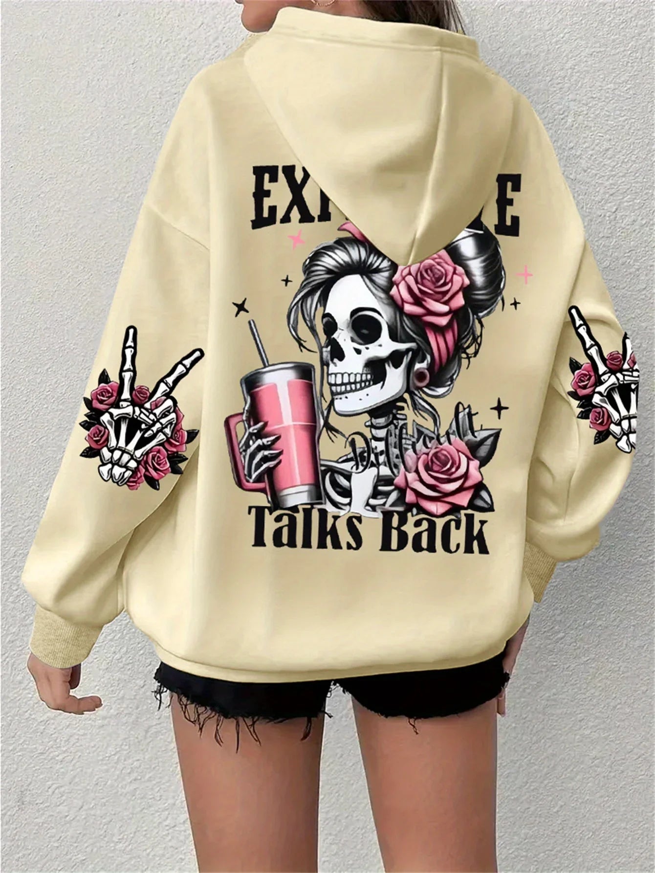 Expense Talks Back Lustiger Aufdruck Damen Hoody Harajuku Lockere Kleidung Fleece Warm Bequem Hoodie Vintage Herbst Crewneck Top