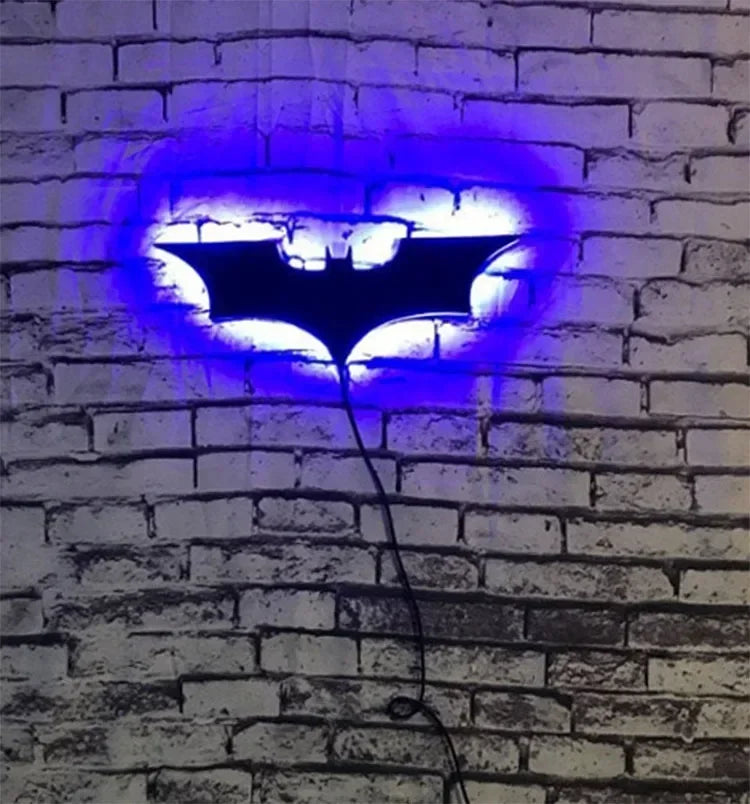 Batmanes Night Light Cool Remote Control Multi Color 3D Creative Bat Atmosphere Home Decoration Bedroom Wall Hanging Lamp