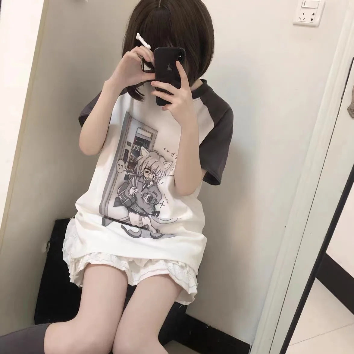 Japanese Woman Clothing With Removable Sleeve T-shirts Short Long Slee