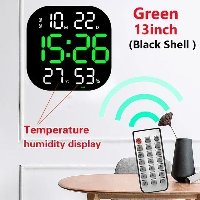 LED Digital Wall Clock Large Screen Temperature Date Day Display