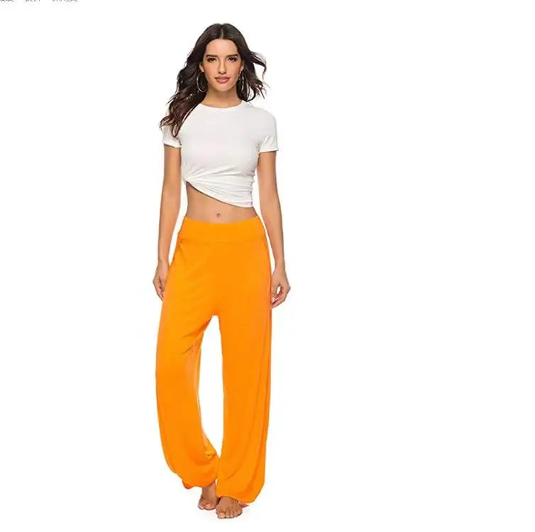 Abbigliamento donna Yoga Pantaloni Haren a vita alta elastici con spacchi larghi Pantaloni da palestra Leggings casual solidi Pantaloni larghi Casa Tendenza estiva