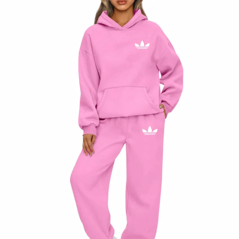 women's 2-piece print sports suit sportswear jogging suit women's hooded sportswear suit clothes hoodie+sweatpants