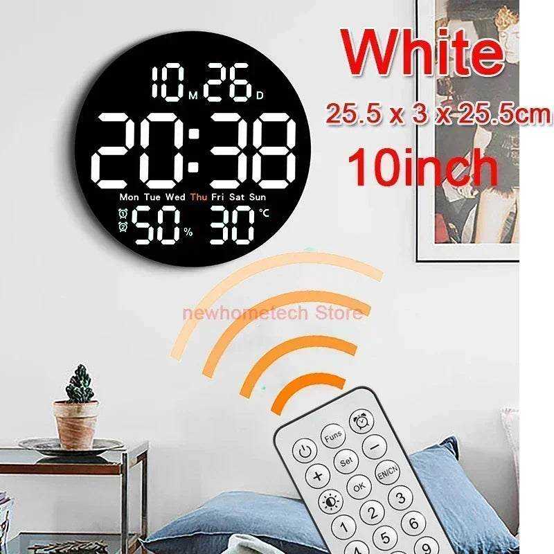 LED Digital Wall Clock Large Screen Temperature Date Day Display