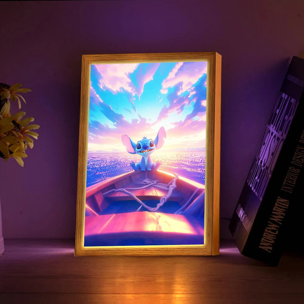 Anime Lamps Stitch Light Painting Photo Frame Led Night Light Child Room Wall Bedside Table Decorate Christmas Gifts Moon Lamp