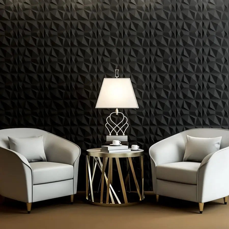 12pcs 3D wall panels for indoor wall decoration,PVC pattern for living room hall bedroom hotel office,black,30.48 cm x 30.48 cm