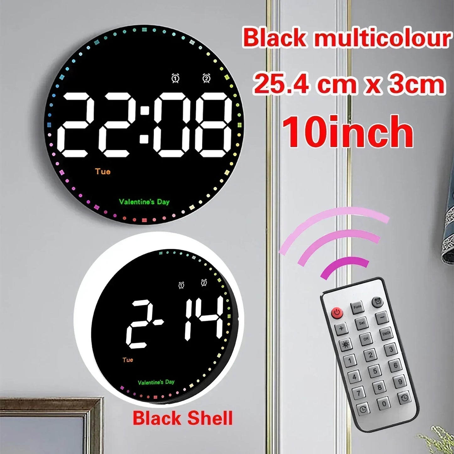 LED Digital Wall Clock Large Screen Temperature Date Day Display