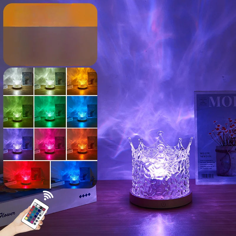 Ocean Wave Projector Light 16 Colors Midnight Aura Aurora Glow Lamp Home Office Bar Restaurant Underwater Projector Night Light