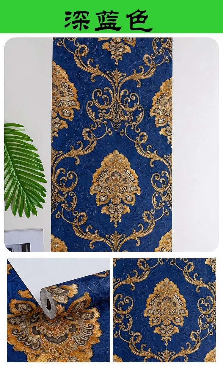 European Style Luxury Damask Wallpaper Roll 3D Embossed Pvc Thickened Wall Mural Decor Wallpapers for Living Room Bedroom обои