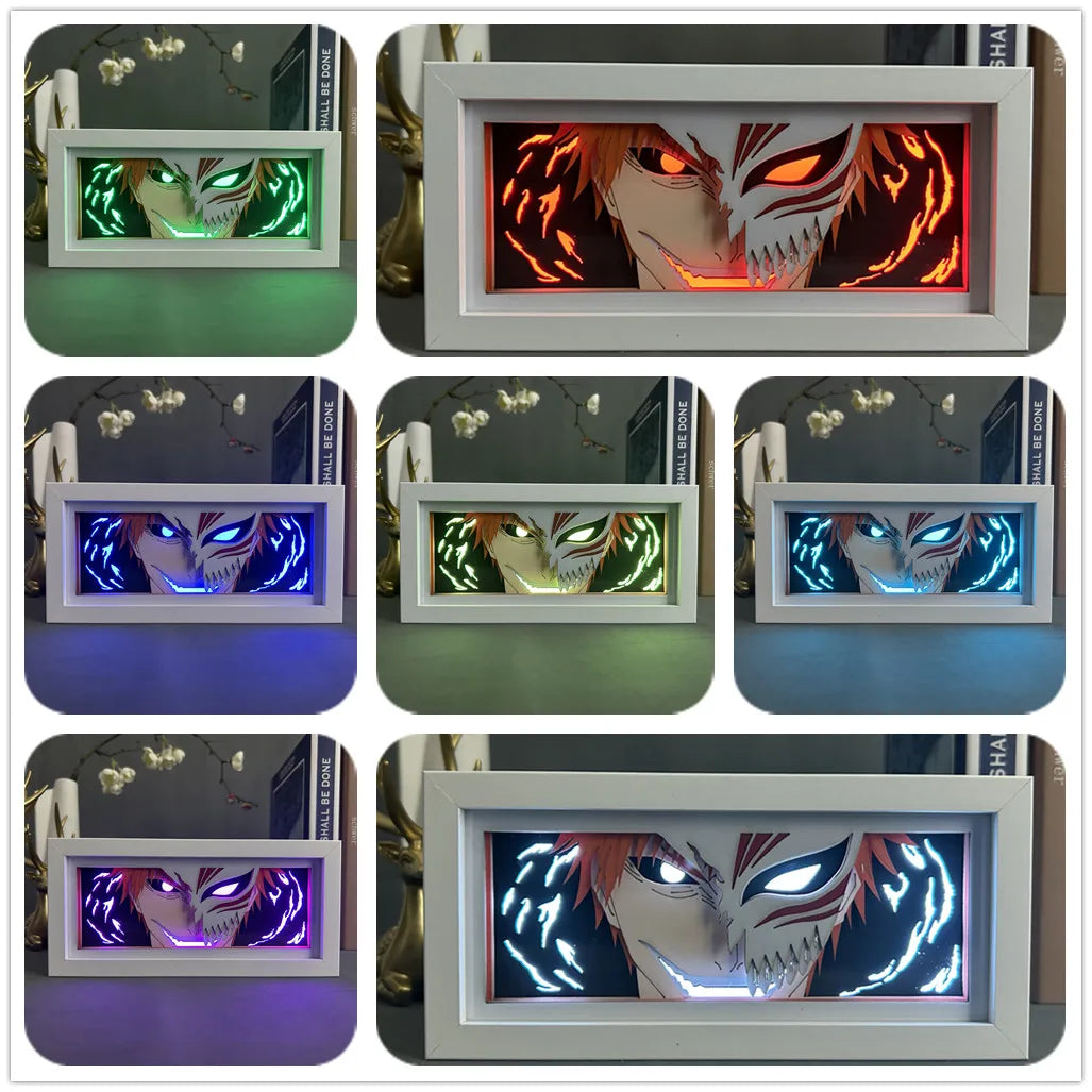 Anime Led Light Bleach Lamp For Room Decor Paper Cut Shadow Box Birthday Gift Bedside Nightlight Manga Light Box Ichigo Kurosaki