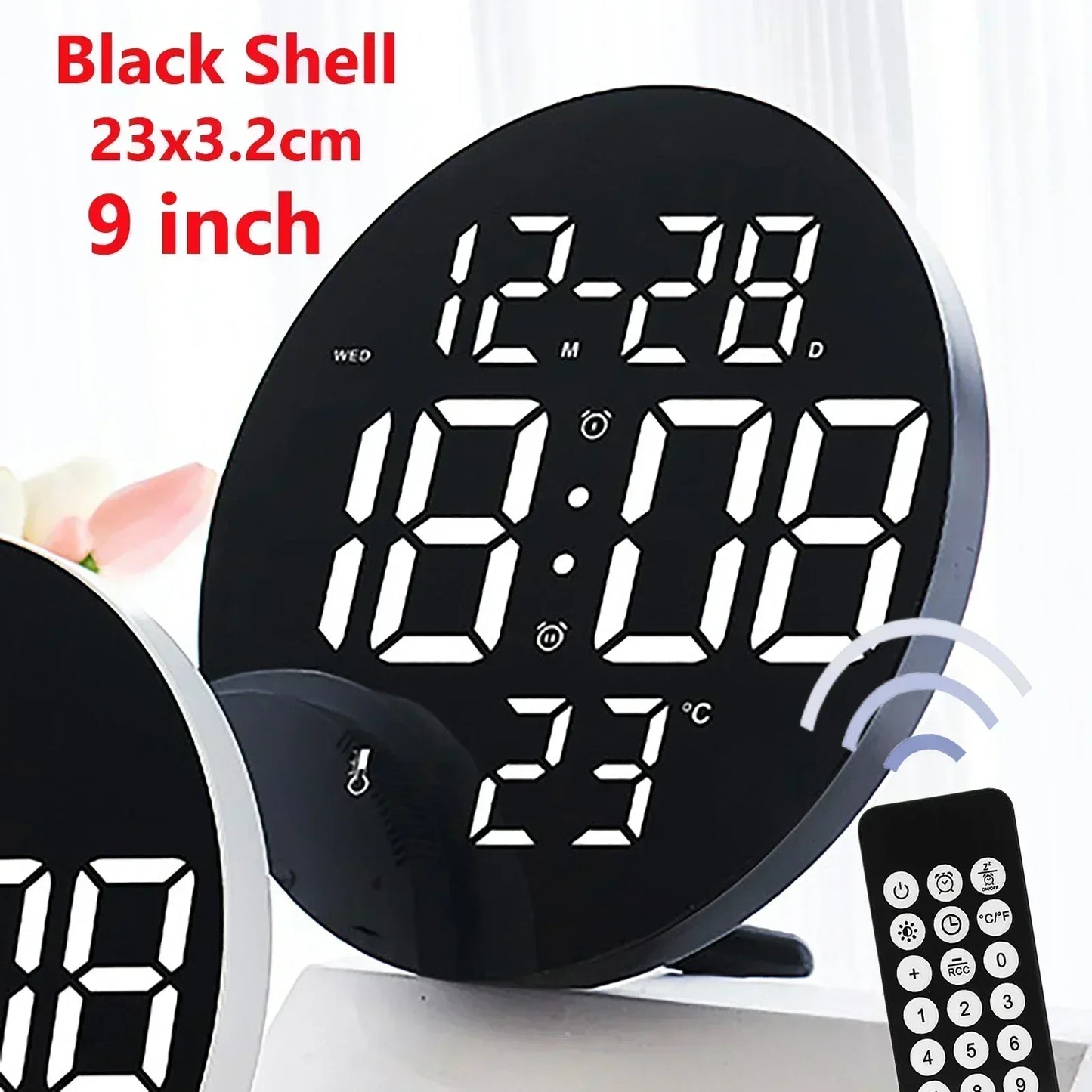 LED Digital Wall Clock Large Screen Temperature Date Day Display