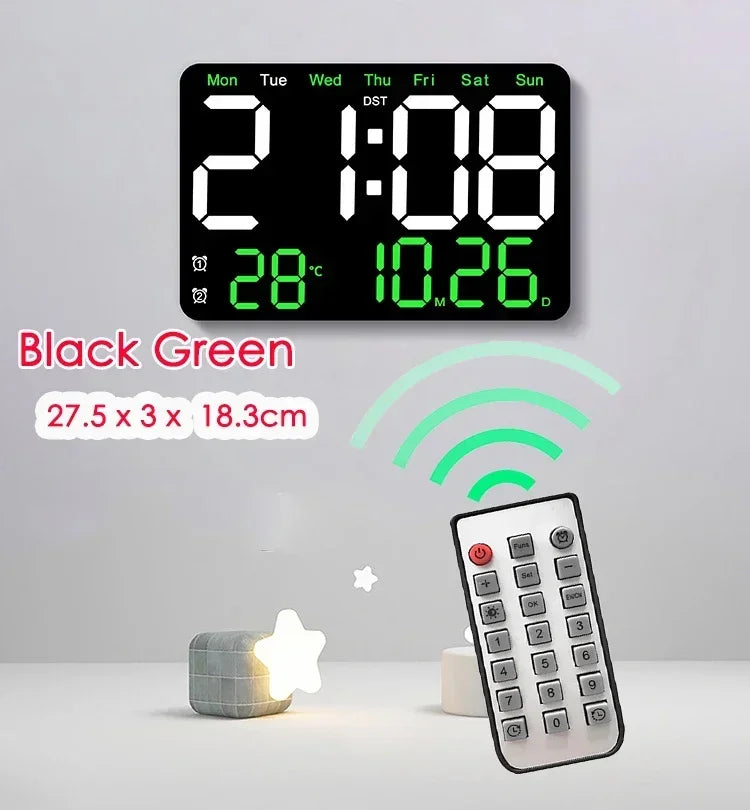 LED Digital Wall Clock Large Screen Temperature Date Day Display