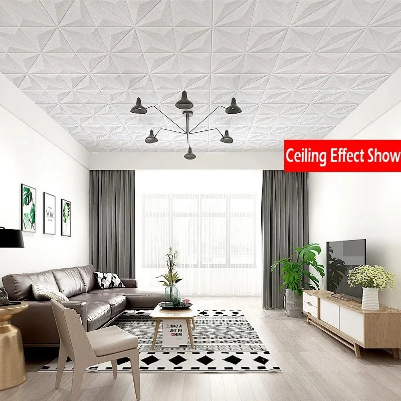 35*35cm Ceiling Bedroom 3d Wall Stickers Wallpaper Room Decor Anti-collision Background Waterproof Peel and Stick Decoration ﻿