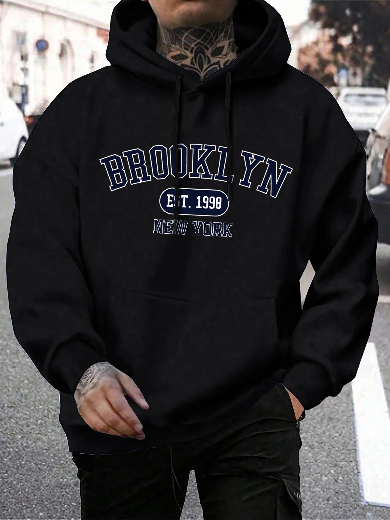 Brooklyn Est 1998 New York Printing Men Hoodies Harajuku Crewneck Hood