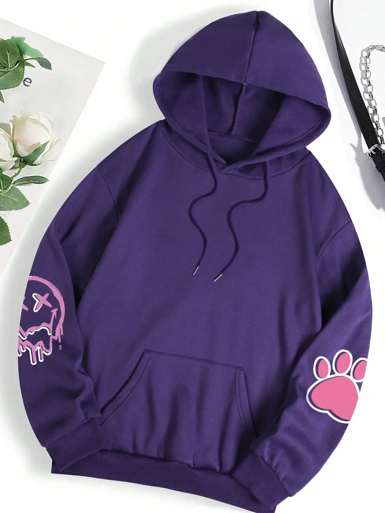 Casual Women Hoodies Good Cartoons Pink Rabbit Cute Printing Pullovers 