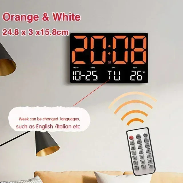 LED Digital Wall Clock Large Screen Temperature Date Day Display