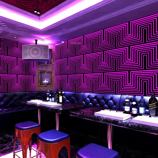 Golden 3D corridor theme wallpaper in a KTV bar setting, featuring stylish wall decoration with a modern pattern.