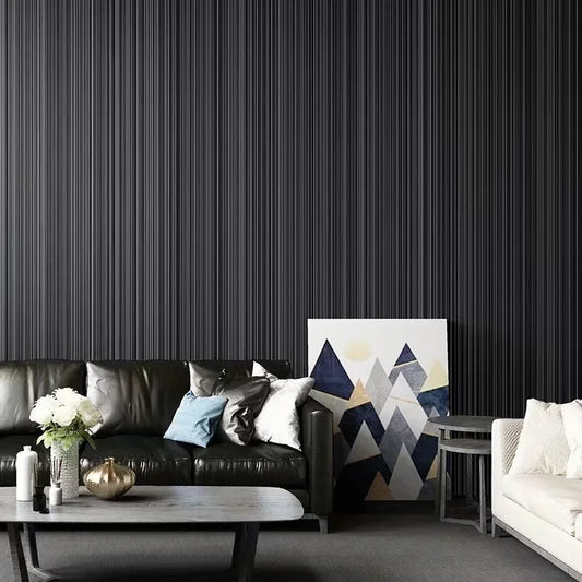 Plain Grey Black Striped Wallpaper Room Decor Modern Luxury Simple Geometric Striped Texture Solid Wall Paper Mural Background